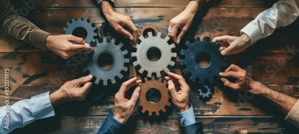 Obraz eamwork in Action: Diverse Business Professionals Collaborating