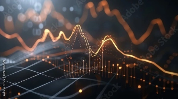 Obraz Sleek design animated line chart, dynamic effects, realistic, studio lighting