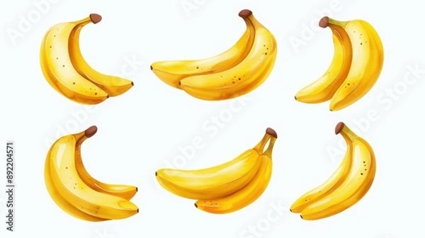 Obraz Vibrant watercolor illustration of a banana set on a white background.