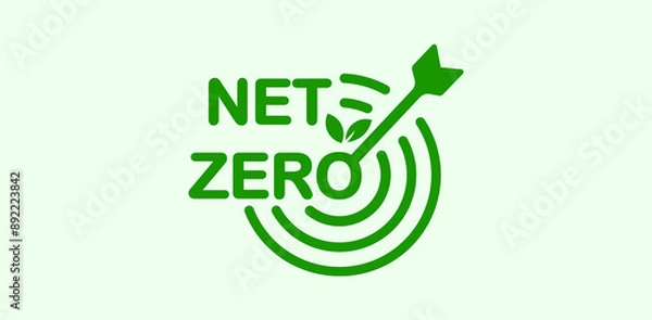 Fototapeta Net zero by 2050, carbon neutral. Net zero greenhouse gas emissions target Long-term climate-neutral strategy Vector illustration