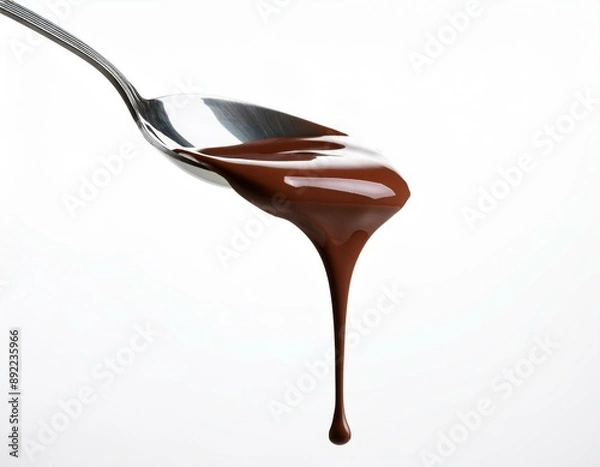 Obraz スプーンから溶けたチョコレートが下へ流れ落ちている