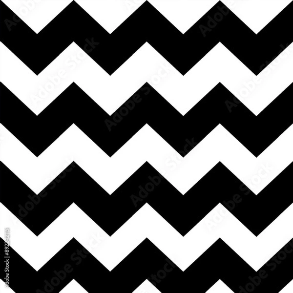 Obraz Black zig zag pattern seamless texture isolated on white background