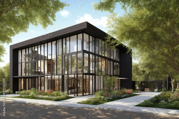 Fototapeta "A Diverse and Modern House Blending with Nature"