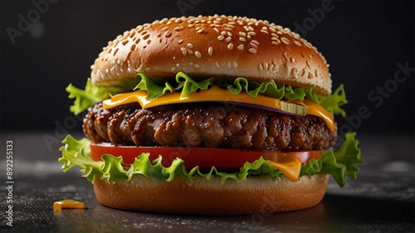 Obraz hamburger on black background