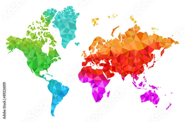 Obraz Geometric World Map in Colors