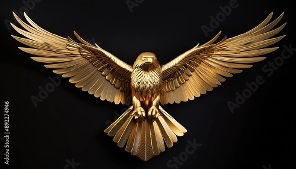 Fototapeta Design a logo of a golden falcon with outstretched wings.