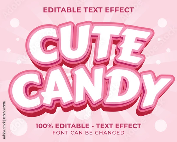 Obraz Editable text effect cute candy 3D text effect with yellow background