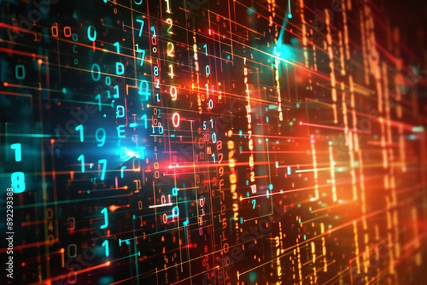 Fototapeta Abstract Technology Background with Data Visualization for Futuristic Digital Design and Tech Aesthetics