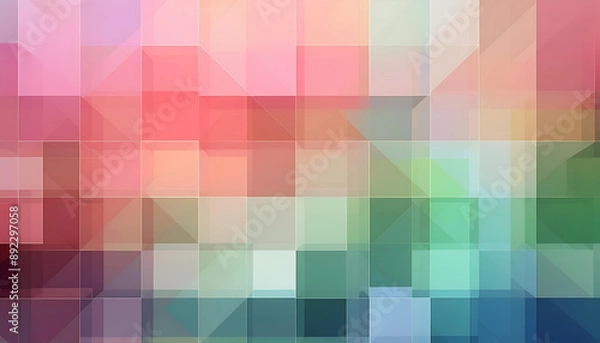 Fototapeta Abstract Geometric Pattern With Pink, Green, and Blue Hues