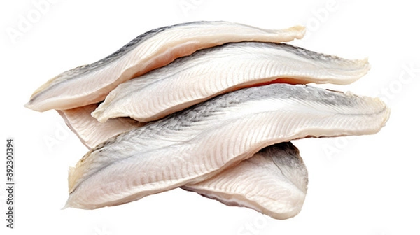 Fototapeta Raw fish steak on white isolated on clear png background and transparent background. food drink and dessert concept for cafe and restaurent, AI generative. 