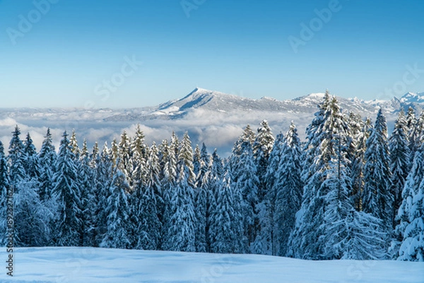 Obraz towering mountain in winter landscape