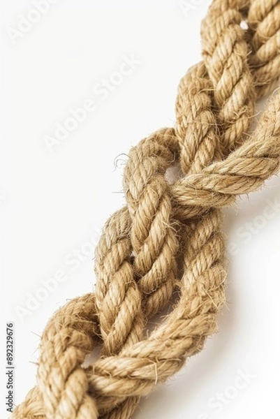 Fototapeta Close-up shot of a rope on a white background