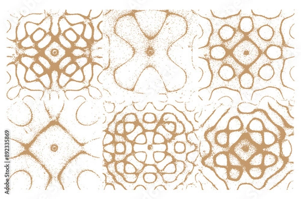 Fototapeta Vibration of sound on the sand. Chladni figures. Physical effects of sound waves or science.