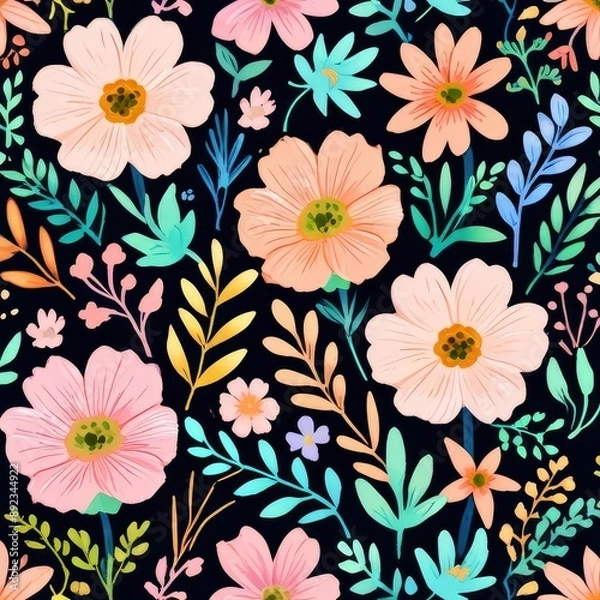Fototapeta seamless pattern with flowers