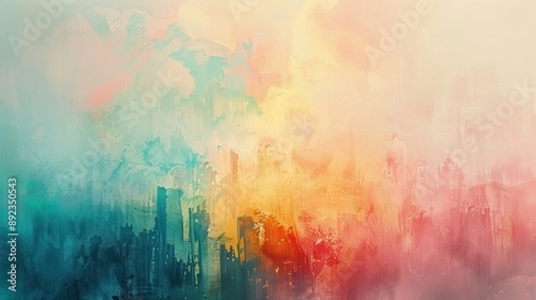 Fototapeta A vibrant abstract artwork featuring a blend of colors and textures, evoking a sense of tranquility and creativity.