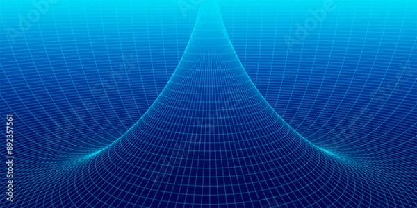 Obraz Frame torus with connected lines and dots. 3D texture of a wormhole portal with a mesh structure. Polygonal mesh element.