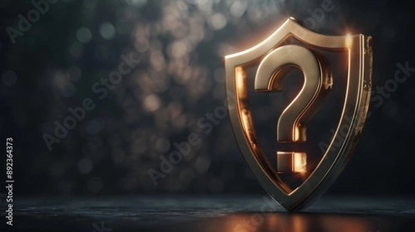 Fototapeta Golden Question Mark Shield