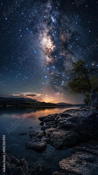 Obraz View of the Milky Way from under the lake