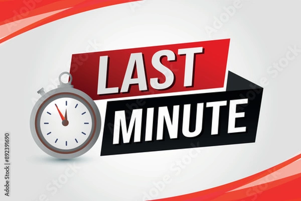 Fototapeta Last minute offer watch countdown Banner design template for marketing. Last chance promotion or retail. background banner poster modern graphic design for store shop, online store, website

