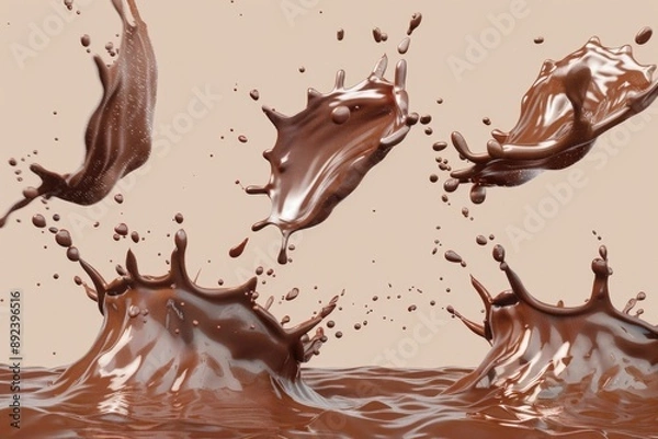 Fototapeta A stack of chocolate drops piled on top of each other