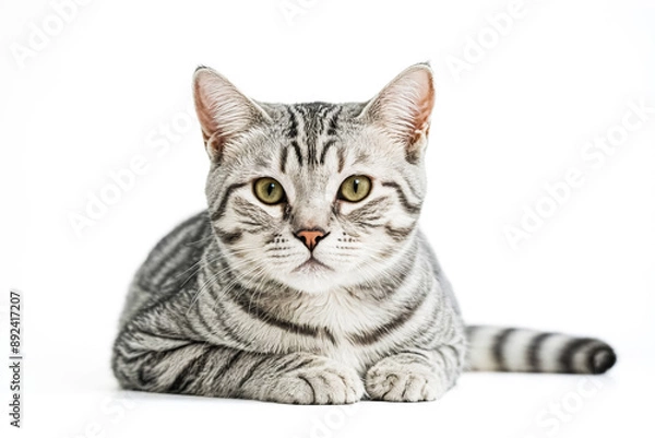 Fototapeta Close-up of a tabby cat looking at the camera