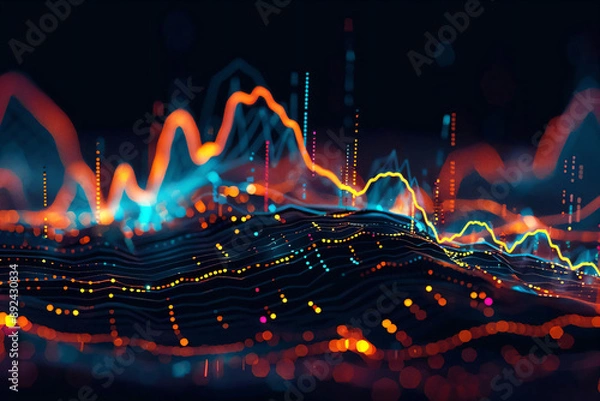 Fototapeta Abstract Data Visualization with Lines and Points.