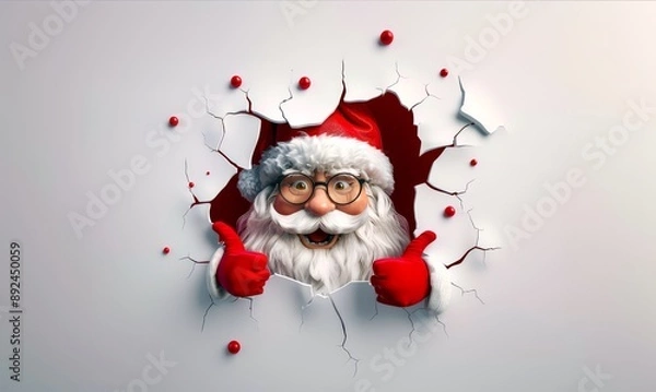 Obraz Santa Claus Breaking Through Wall