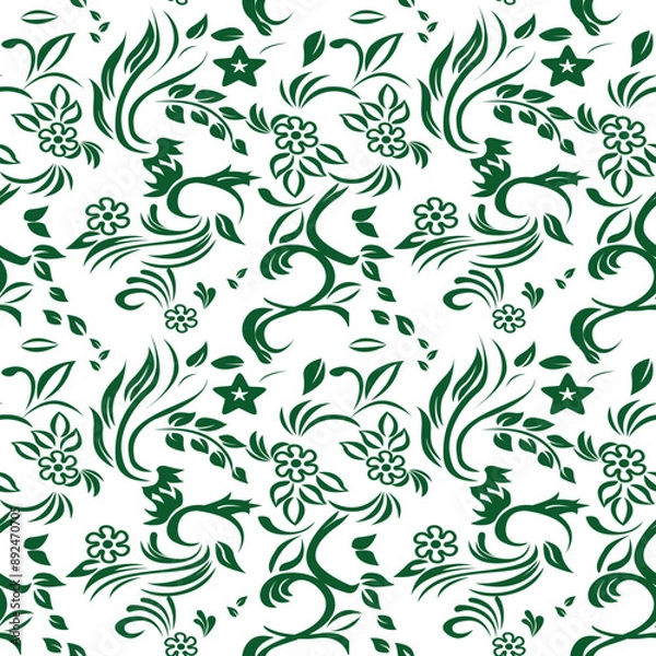 Fototapeta seamless floral pattern with leaves