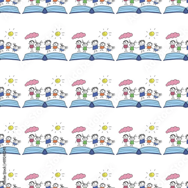Fototapeta Vector seamless pattern. Kids, school and education