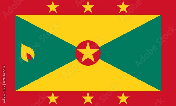 Fototapeta Flag of Grenada National. Grenada flag. Standard color. Standard size. Icon design. Computer illustration. Vector illustration