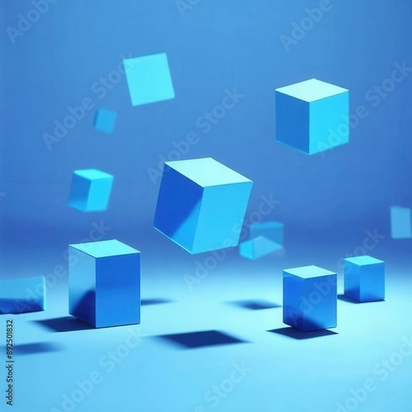 Fototapeta Blue 3D Cube Abstract Background
