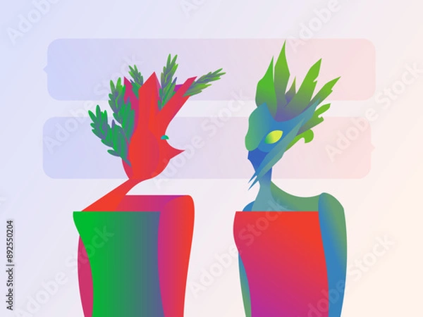 Fototapeta dialogue between two dryads illustration