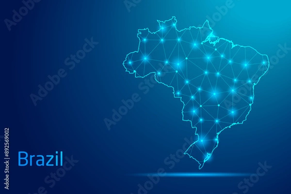 Obraz Brazil map - concept of communication technology, graphic of low poly.