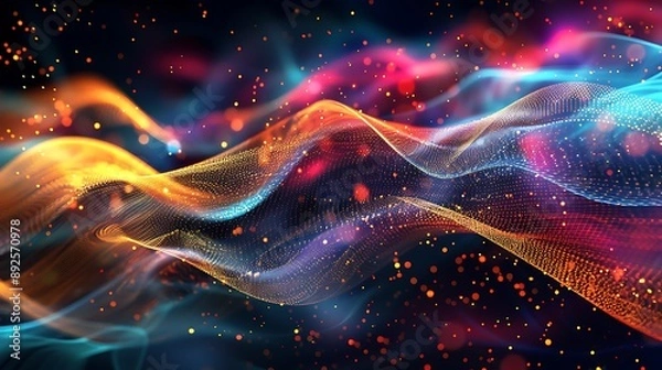 Obraz Colorful abstract technology wave graphic background