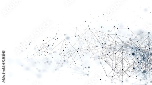 Obraz dots and lines connection on white abstract technology background