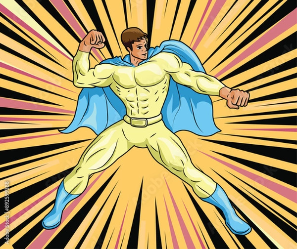 Obraz Supero hero wearing yellow costume vector illustration