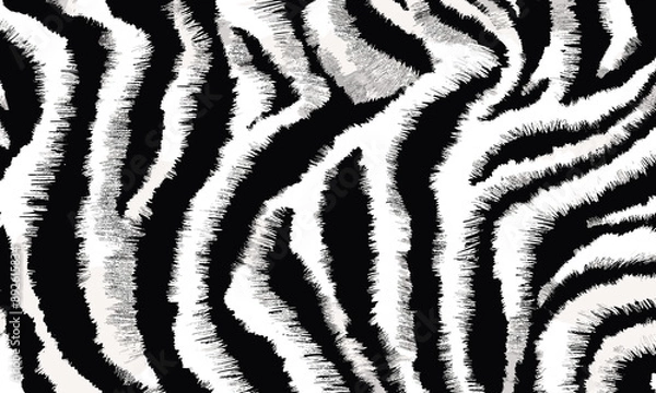 Fototapeta Seamless Black Tiger Skin Pattern Vector Illustration With Exotic Texture. Animal Striped Skin Fur Pattern Texture Background