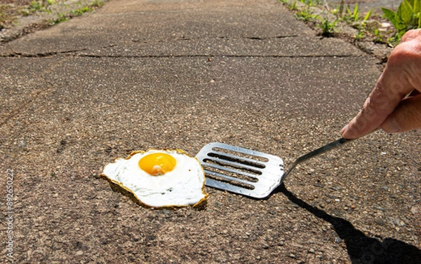 Fototapeta "It's so hot you could fry and egg on the sidewalk"