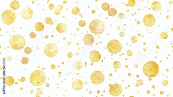 Fototapeta Seamless abstract pattern with gold and silver dots on a white background. Perfect for festive and elegant designs.