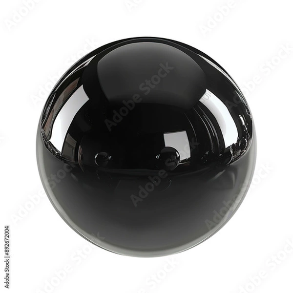 Fototapeta Shiny Black Bubble on Transparent Background PNG - Sphere Ball Bubble Round Glossy Shape Gum Object 3D
