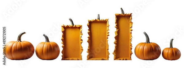 Obraz Several pumpkins and a slab with a pumpkin texture.