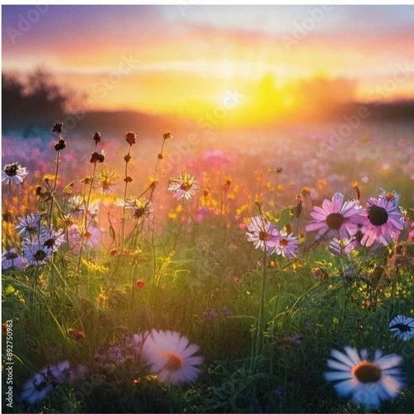 Obraz Beautiful sunrise in a summer field