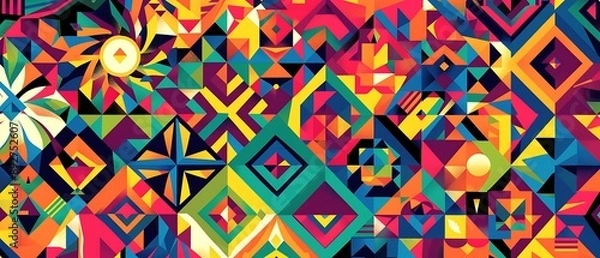 Fototapeta A colorful and dynamic geometric pattern for Hispanic heritage month