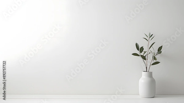 Obraz White Vase with Single Branch