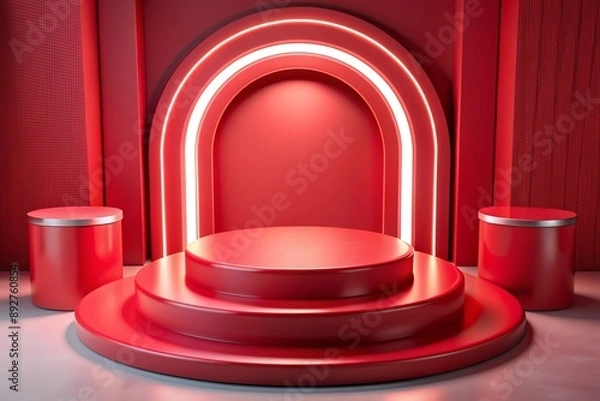 Fototapeta Minimalist red Product Display - Modern Design Concept