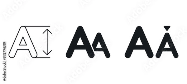 Obraz Font size icon set. Application interface design element.