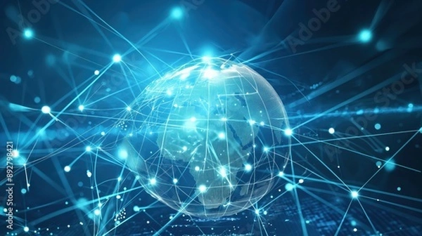 Fototapeta Global Connectivity Network from Space created by ai