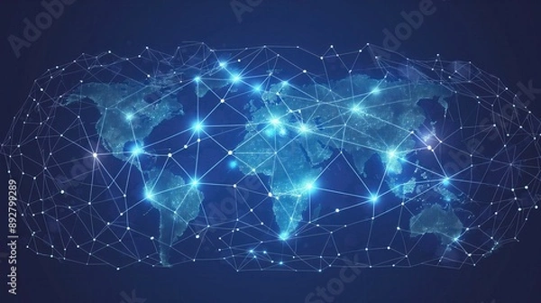 Fototapeta Global Connectivity Network from Space created by ai