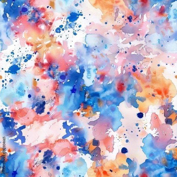 Fototapeta Abstract watercolor seamless pattern, light background 