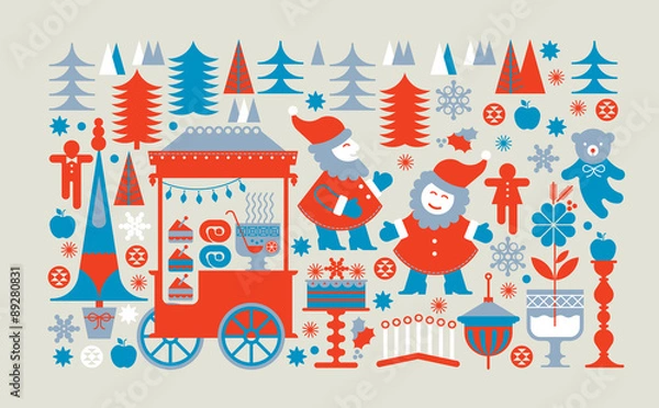 Obraz Panoramic Christmas market composition